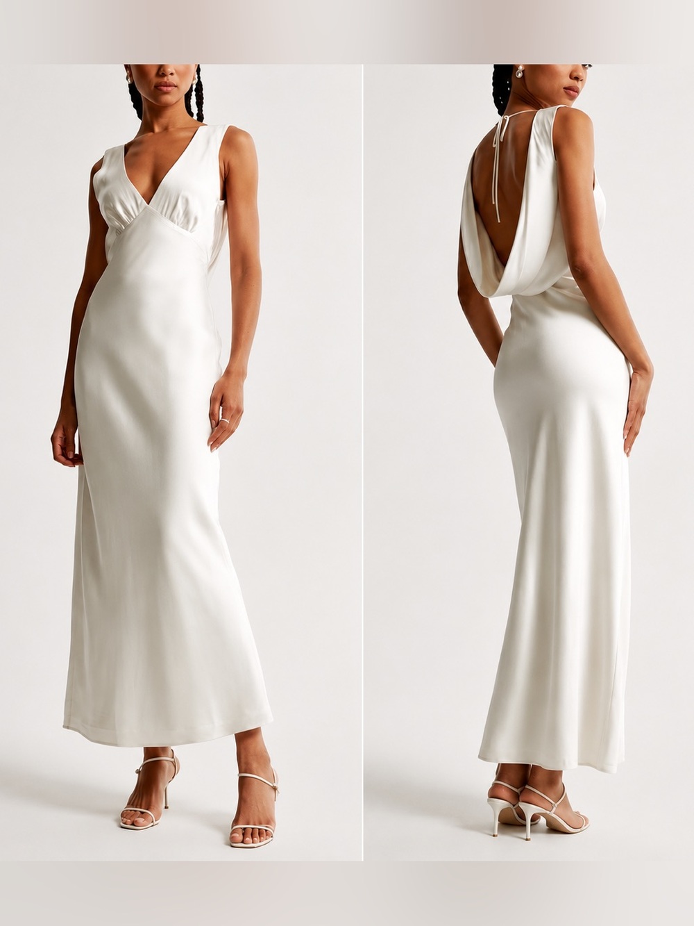 NWT A&F Plunge Cowl Back Ivory Maxi Dress - Size XXSP